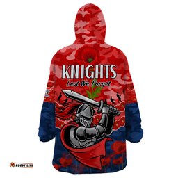 knights rugby anzac wearable blanket hoodie lest we forget