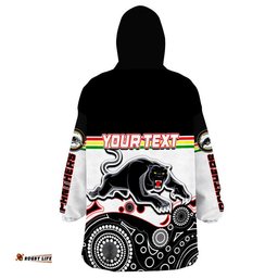 custom personalised panthers rugby wearable blanket hoodie aboriginal simple