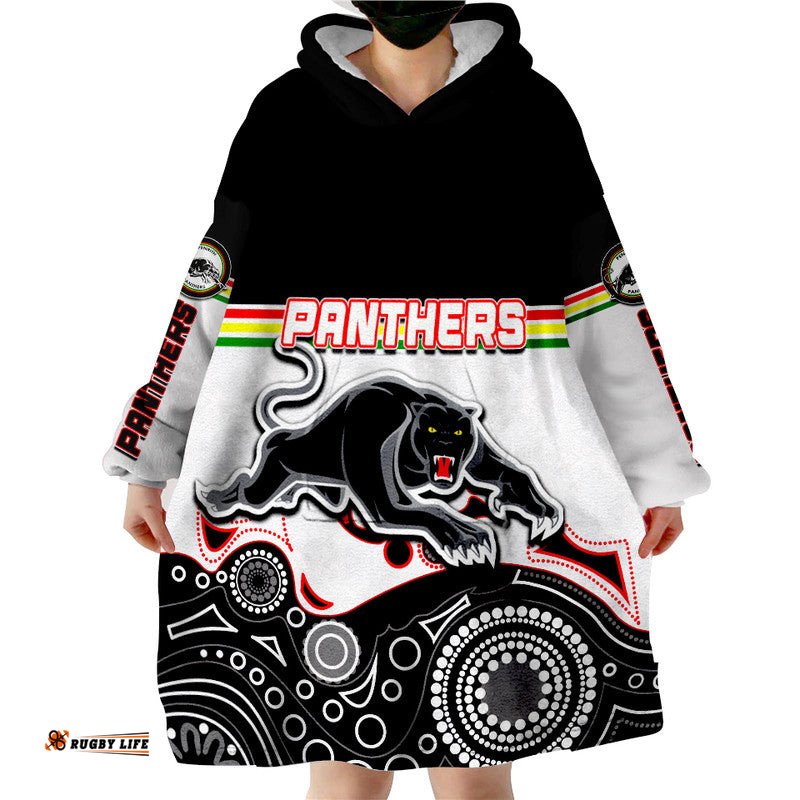 custom personalised panthers rugby wearable blanket hoodie aboriginal simple