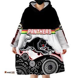 custom personalised panthers rugby wearable blanket hoodie aboriginal simple