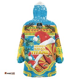 Gold Coast Titans Christmas Snug Hoodie - Custom Merry Titans Christmas Indigenous Oodie Blanket