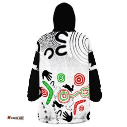 rabbitohs rugby wearable blanket hoodie aboriginal white style