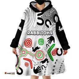 rabbitohs rugby wearable blanket hoodie aboriginal white style