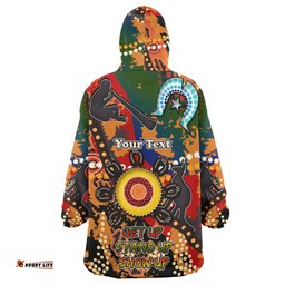 Australia Naidoc Week Snug Hoodie- Custom Naidoc Aboriginal Inspired Dot Art Painting With Native Kangaroo "Get up, Stand up, Show up," Oodie Blanket