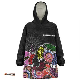 Australia Rainbow Serpent Aboriginal Custom Snug Hoodie - Dreamtime Rainbow Serpent Featuring Dot Style Snug Hoodie
