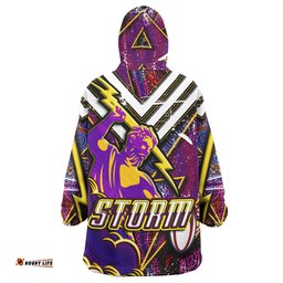 storm rugby snug hoodie custom storm and thunder aboriginal style of dot background personalised player and number oodie blanket