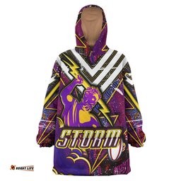 storm rugby snug hoodie custom storm and thunder aboriginal style of dot background personalised player and number oodie blanket