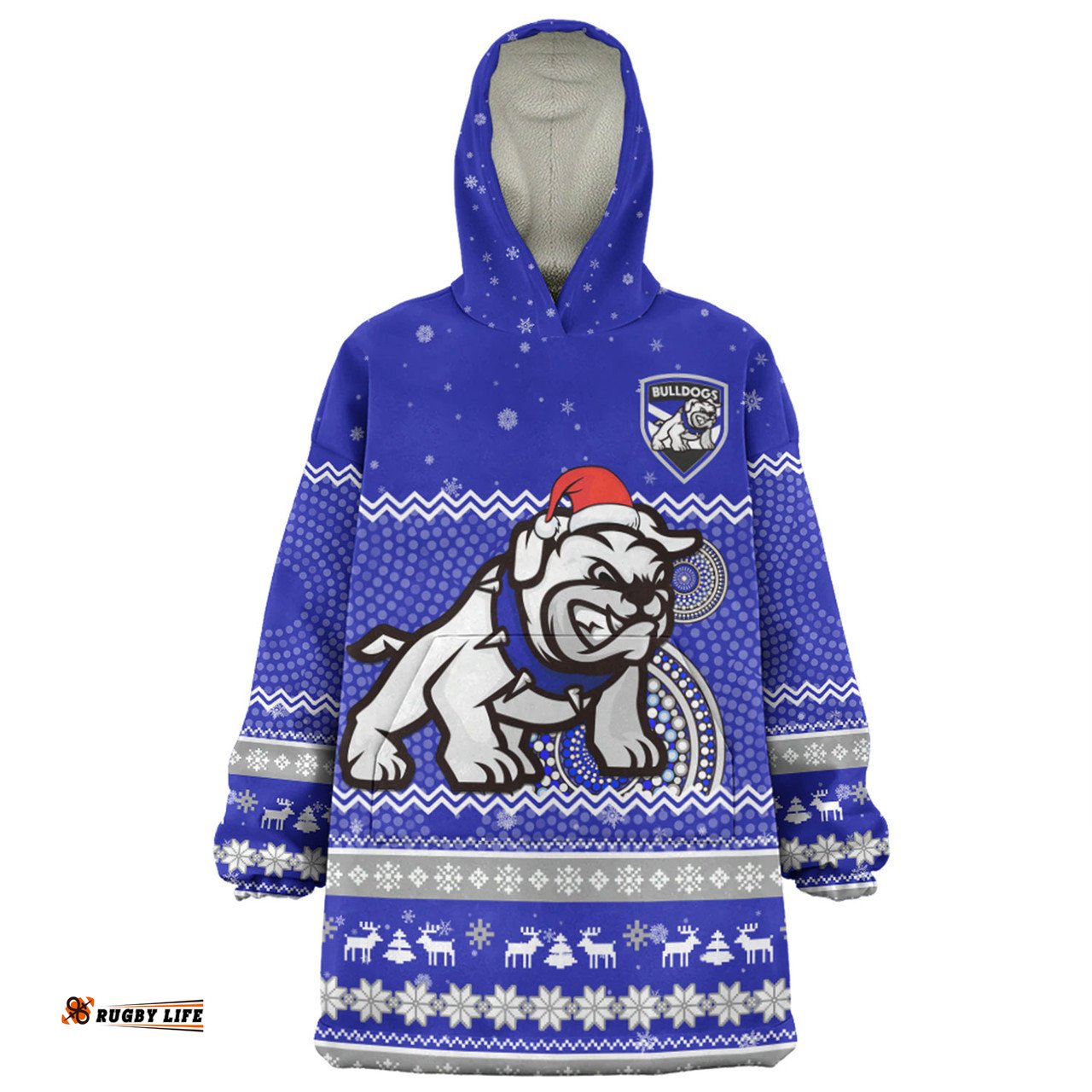 Canterbury-Bankstown Bulldogs Christmas Custom Snug Hoodie - Ugly Xmas And Aboriginal Patterns For Die Hard Fan Snug Hoodie