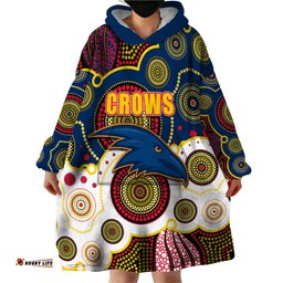 custom personalised and number crows afl wearable blanket hoodie aboriginal patterns