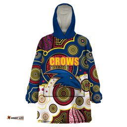 custom personalised and number crows afl wearable blanket hoodie aboriginal patterns