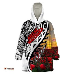 personalised new zealand waitangi and anzac day wearable blanket hoodie