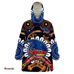 custom adelaide crows football wearable blanket hoodie boomerang indigenous dots