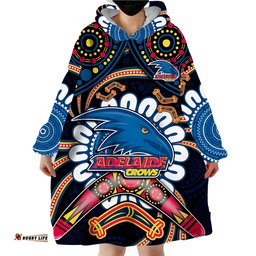 custom adelaide crows football wearable blanket hoodie boomerang indigenous dots