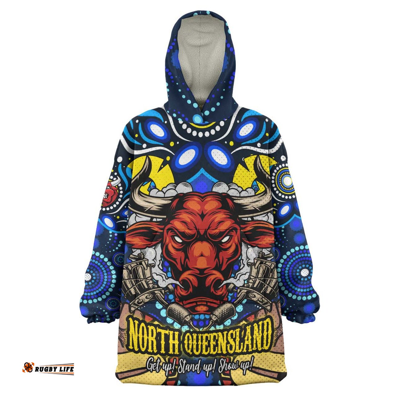 North Queensland Cowboys Naidoc Custom Snug Hoodie - Aboriginal Inspired Dot Painting Style Oodie Blanket