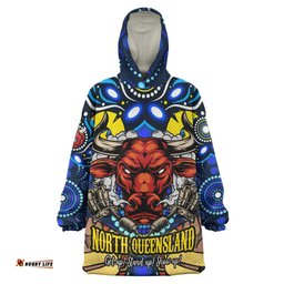 North Queensland Cowboys Naidoc Custom Snug Hoodie - Aboriginal Inspired Dot Painting Style Oodie Blanket