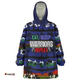 New Zealand Warriors Sport Snug Hoodie - Eat Sleep Repeat With Tropical Patterns