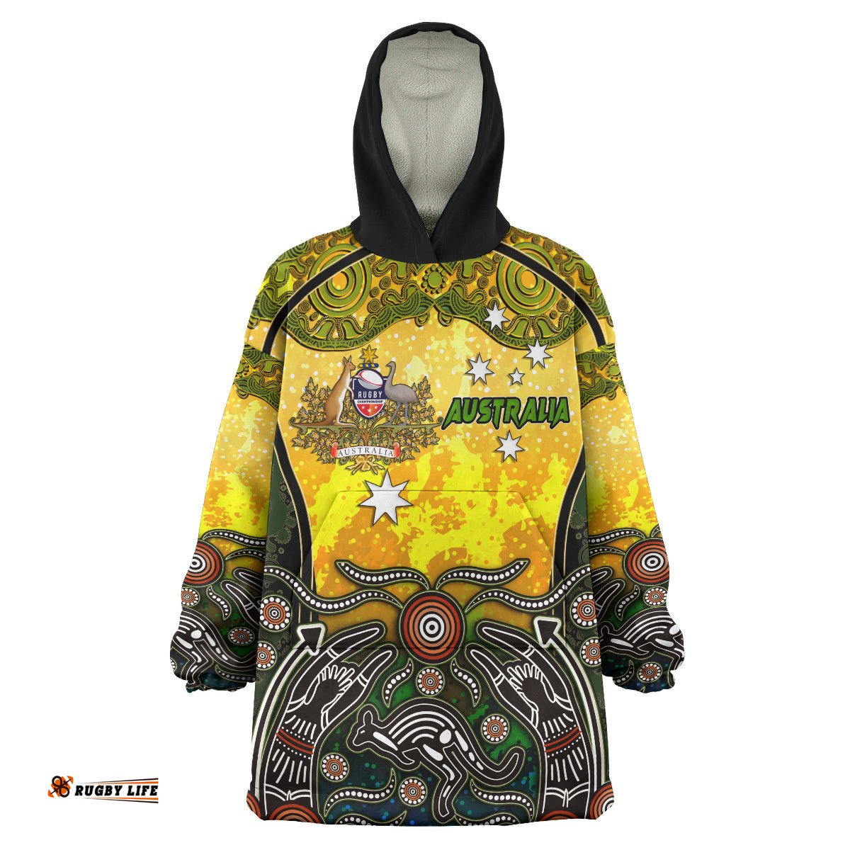 australian rugby sevens mens squad snug hoodie custom australia coat of arms aboriginal culture personalised player and number snug hoodie