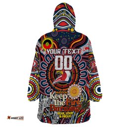 custom naidoc week 2024 roosters wearable blanket hoodie mascot rugby dt02