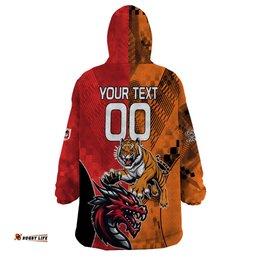 custom dragons and tigers wearable blanket hoodie rugby mascot with sporty style