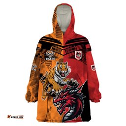 custom dragons and tigers wearable blanket hoodie rugby mascot with sporty style