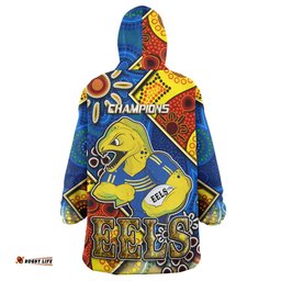 eels rugby snug hoodie custom eels rugby ball with aboriginal art personalised player and number oodie blanket