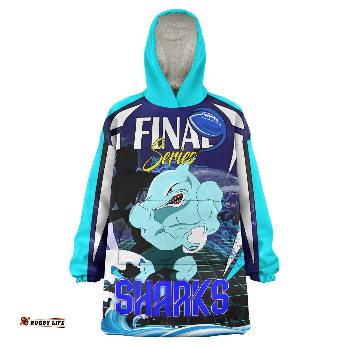 sharks rugby snug hoodie custom final series champions sharks rugby league player and number oodie blanket