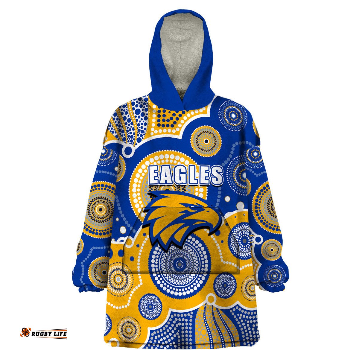 custom personalised and number eagles afl wearable blanket hoodie aboriginal patterns