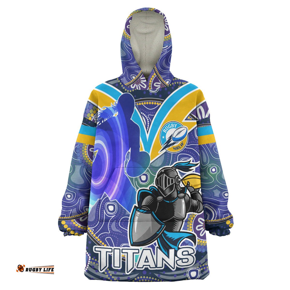 nrlw titans rugby snug hoodie custom rugby ball indigenous aboriginal titans women oodie blanket