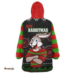 rabbitohs rugby christmas snug hoodie custom rabbitohs ugly christmas knitted wearable blanket hoodie