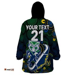 custom text and number nrl combine warriors and cowboys wearable blanket hoodie aboriginal