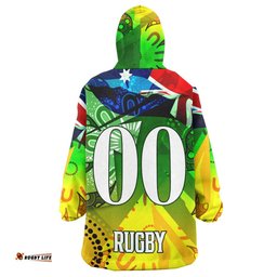 wallabies rugby snug hoodie custom australia national rugby championship welcome back wally aboriginal oodie blanket