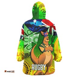 wallabies rugby snug hoodie custom australia national rugby championship welcome back wally aboriginal oodie blanket