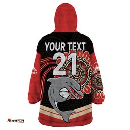 custom personalised nrl redcliffe dolphins wearable blanket hoodie