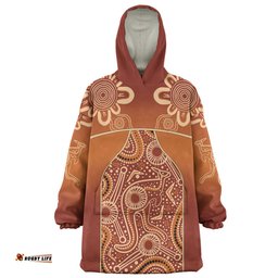 Australia Aboriginal Custom Snug Hoodie - Brown Kangaroo In Aboriginal Dot Art Snug Hoodie