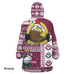 Australia Sea Eagles Snug Hoodie - Custom Christmas Snowflakes Australia Sea Eagles Mascot Oodie Blanket