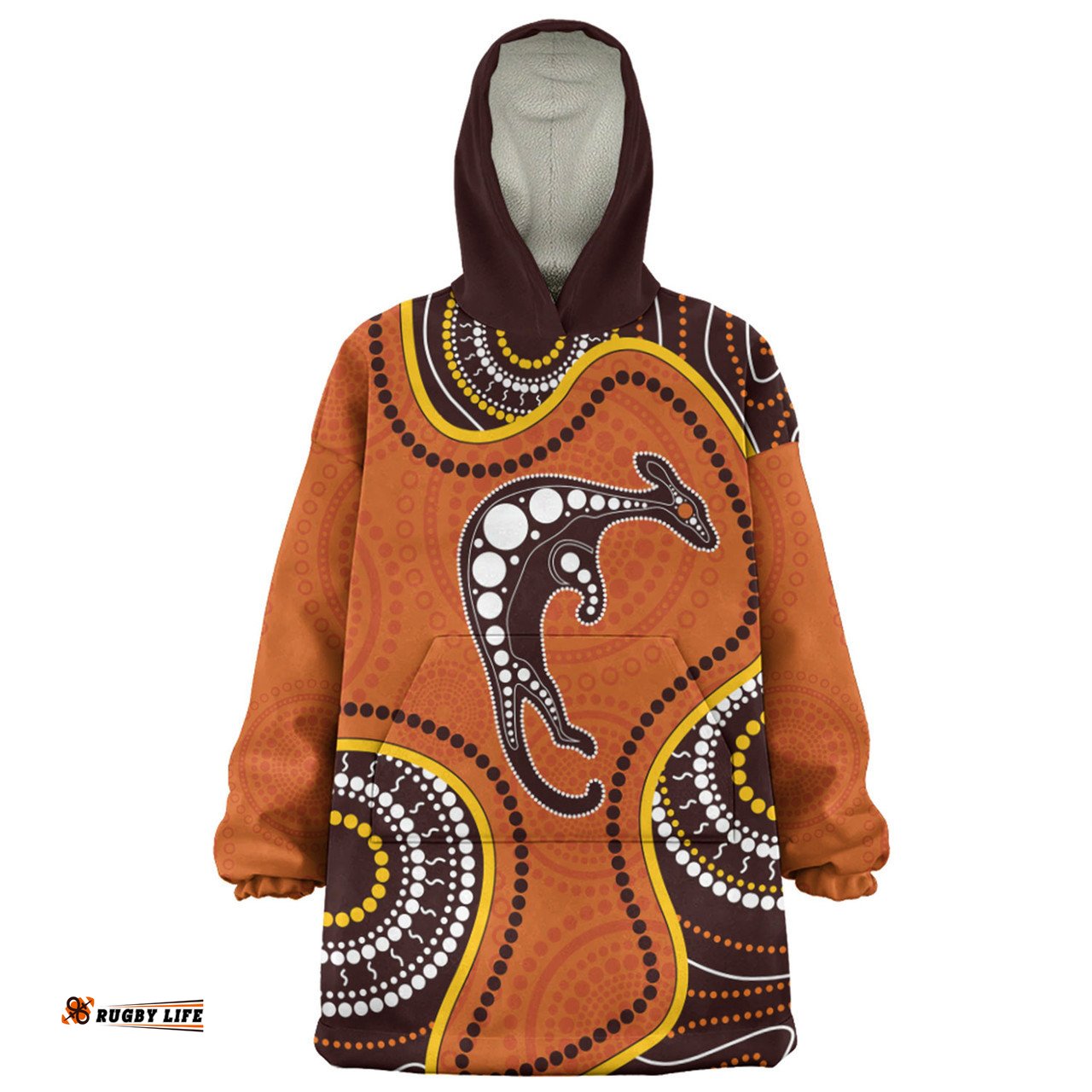 Australia Snug Hoodie Aboriginal Art With Kangaroo