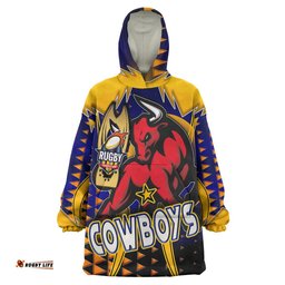 cowboys rugby snug hoodie custom bull rugby cup final series champions sport style personalised player and number oodie blanket