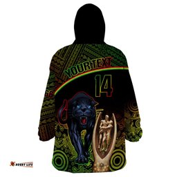 custom panthers rugby wearable blanket hoodie go premiers back to back polynesian indigenous art