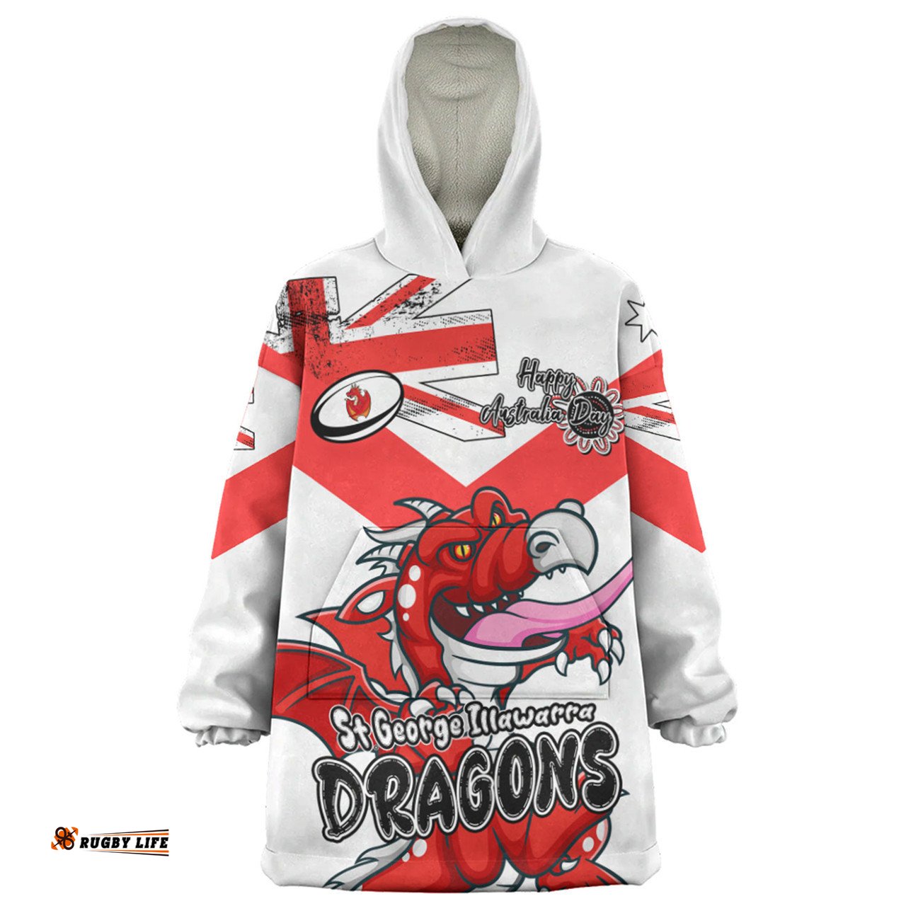 St. George Illawarra Dragons Snug Hoodie - Happy Australia Day We Are One And Free