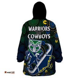 nrl combine warriors and cowboys wearable blanket hoodie aboriginal