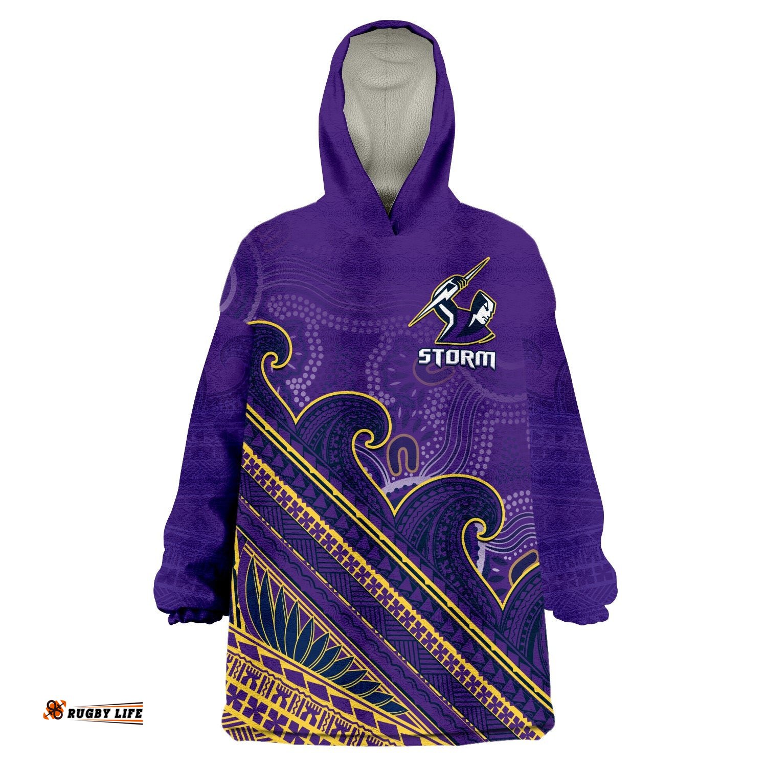 storm rugby wearable blanket hoodie melbourne pasifika aboriginal gradient polynesian