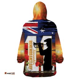 australia rememberance day wearable blanket hoodie 11 november poppy field with last post