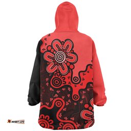 Australia Snug Hoodie Aboriginal Style Of Background Red (Turquoise,Purple)