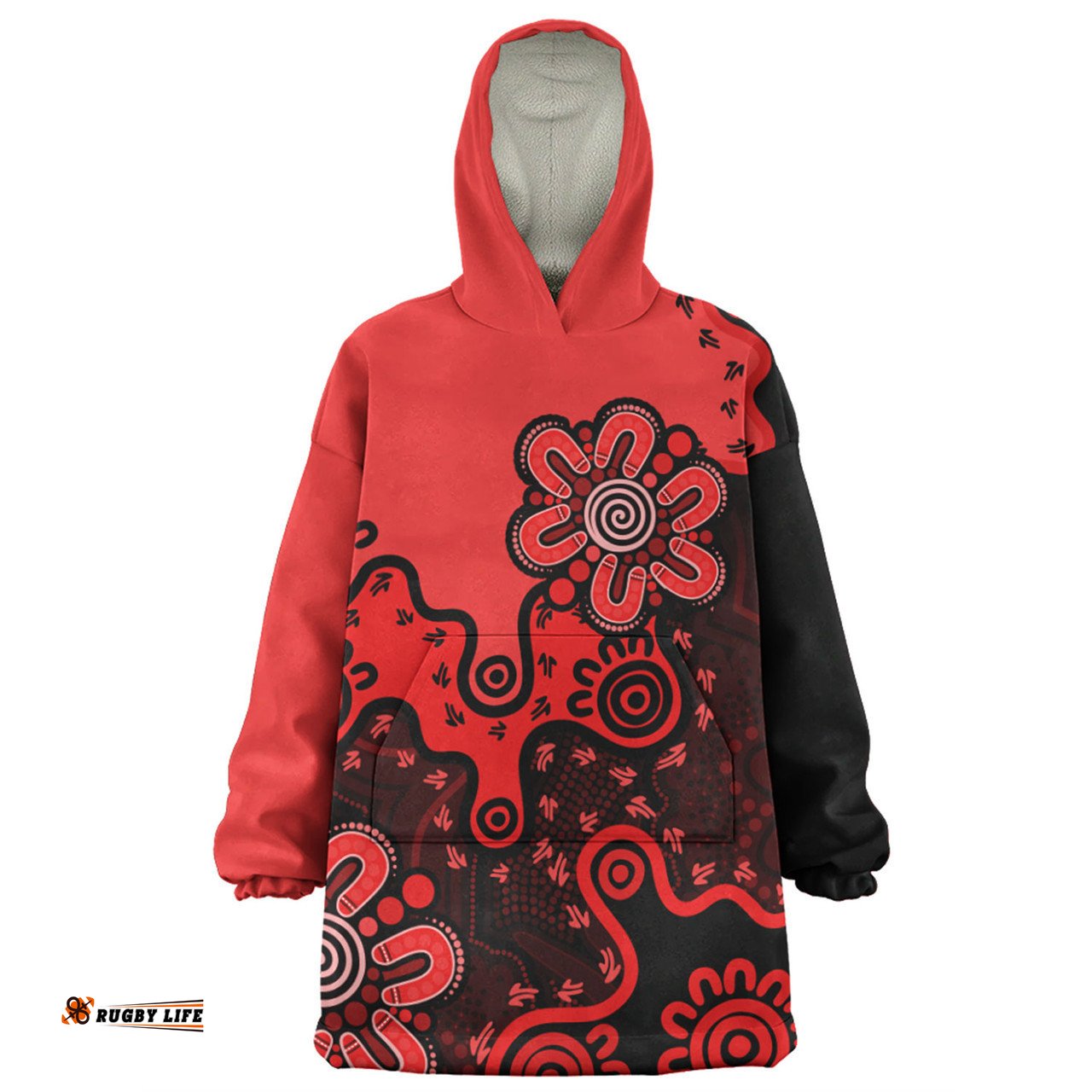Australia Snug Hoodie Aboriginal Style Of Background Red (Turquoise,Purple)