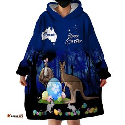 australia kangaroo emu and bilby happy easter day wearable blanket hoodie