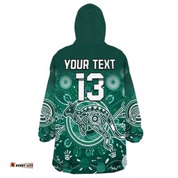 custom text and number wallabies rugby australia wearable blanket hoodie aboriginal