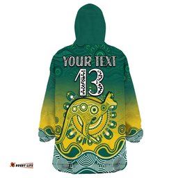 custom text and number wallabies rugby australia wearable blanket hoodie aboriginal