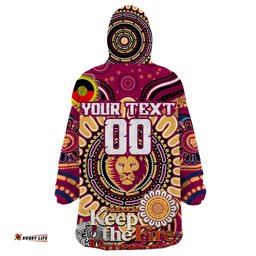 custom brisbane lions naidoc week 2024 wearable blanket hoodie mascot football dt02