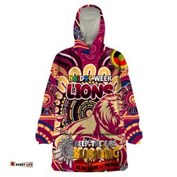 custom brisbane lions naidoc week 2024 wearable blanket hoodie mascot football dt02