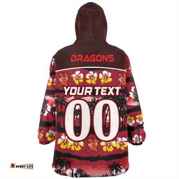 St. George Illawarra Dragons Snug Hoodie - Tropical Hibiscus and Coconut Trees